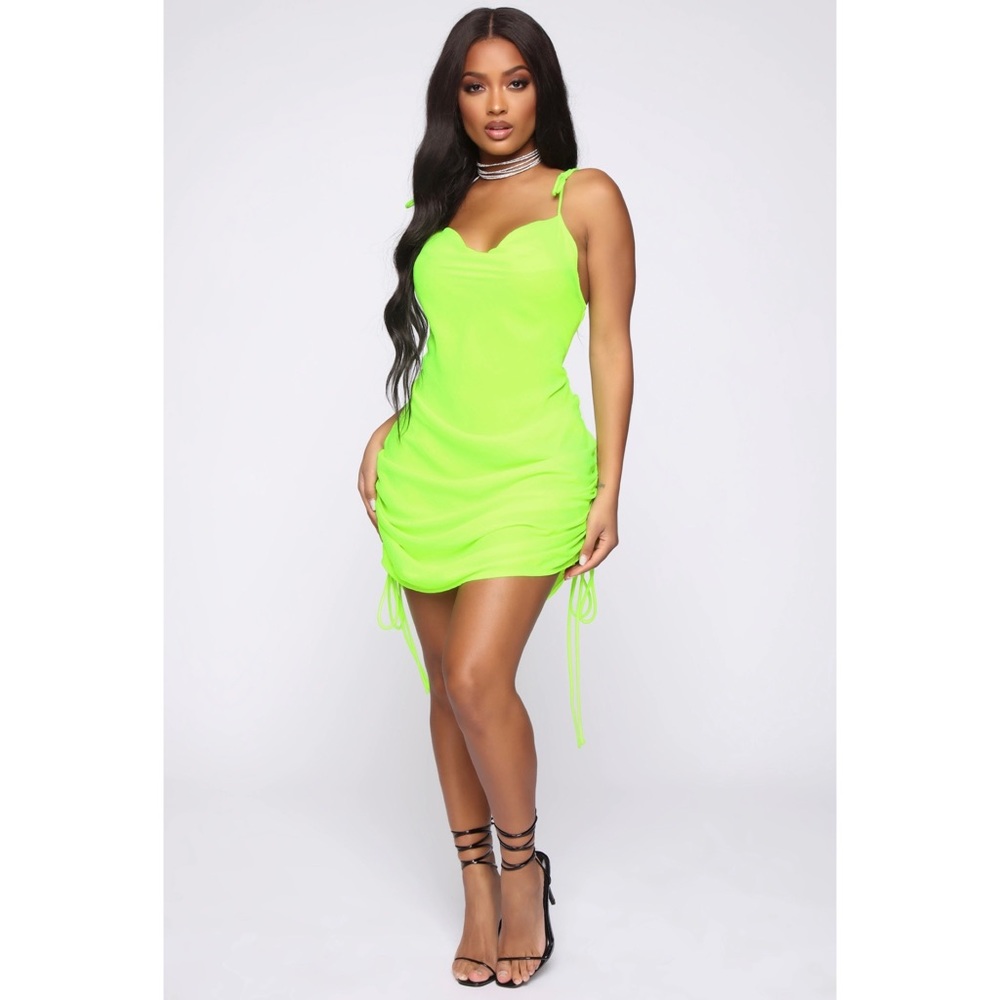 Come Pull My Strings Mini Dress-Lime - Picture 3 of 3